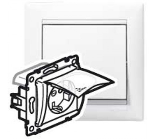 Механизм Valena 695641 (774220) розетки "евр" с крышкой и шторками IP44 с/п белый (Legrand)