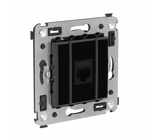 Компьютерная розетка RJ-45 без шторки в стену, кат.6А одинарная, "Avanti", "Черный квадрат"  4402673  DKC
