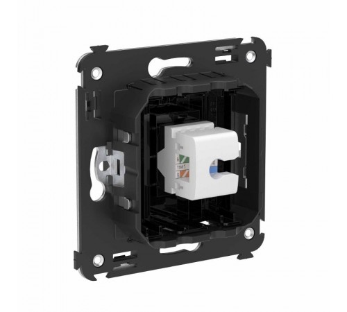 Компьютерная розетка RJ-45 без шторки в стену, кат.6А одинарная, "Avanti", "Черный квадрат"  4402673  DKC