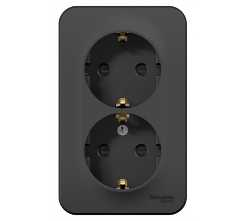 Blanca Антрацит О/У Розетка 2-ая с заземлением со шторками., 16А, 250В  BLNRA011206  SE