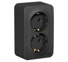 Blanca Антрацит О/У Розетка 2-ая с заземлением со шторками., 16А, 250В  BLNRA011206  SE