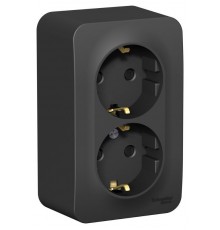Blanca Антрацит О/У Розетка 2-ая с заземлением со шторками., 16А, 250В  BLNRA011206  SE