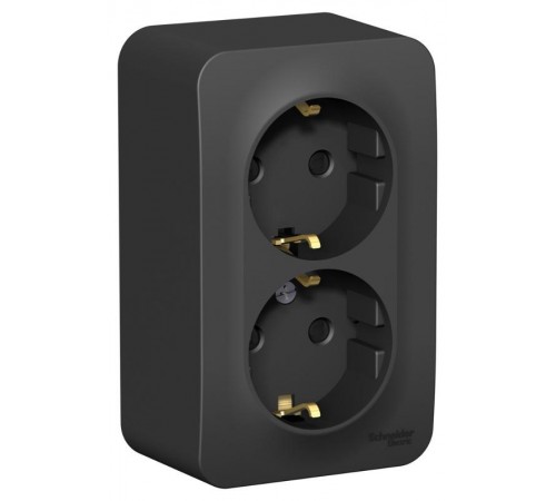 Blanca Антрацит О/У Розетка 2-ая с заземлением со шторками., 16А, 250В  BLNRA011206  SE