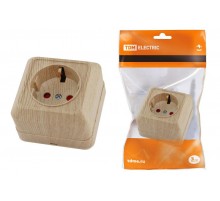 Розетка 2П+З открытой установки с з/ш IP20 16А, сосна "Ладога"   SQ1801-0054  TDM