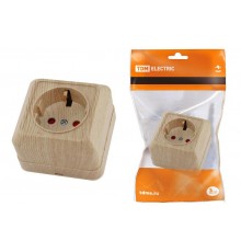 Розетка 2П+З открытой установки с з/ш IP20 16А, сосна "Ладога"   SQ1801-0054  TDM