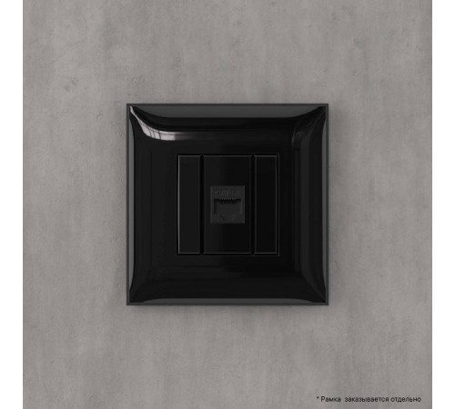 Компьютерная розетка RJ-45 без шторки в стену, кат.6А одинарная, "Avanti", "Черный квадрат"  4402673  DKC