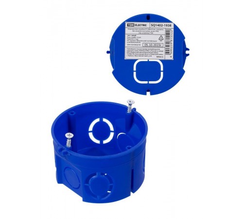 Установочная коробка СП D68х42 мм, саморезы, без стыковочных узлов, синяя, IP20, инд. штрихкод   SQ1402-1938  TDM