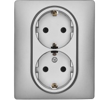 Inspiria Алюминий Розетка 2-ая с заземлением со шторками в сборе 16А 250В винтовые зажимы  673452  Legrand