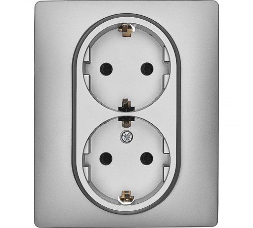 Inspiria Алюминий Розетка 2-ая с заземлением со шторками в сборе 16А 250В винтовые зажимы  673452  Legrand