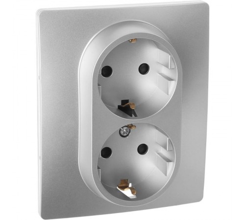 Inspiria Алюминий Розетка 2-ая с заземлением со шторками в сборе 16А 250В винтовые зажимы  673452  Legrand