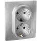 Inspiria Алюминий Розетка 2-ая с заземлением со шторками в сборе 16А 250В винтовые зажимы  673452  Legrand