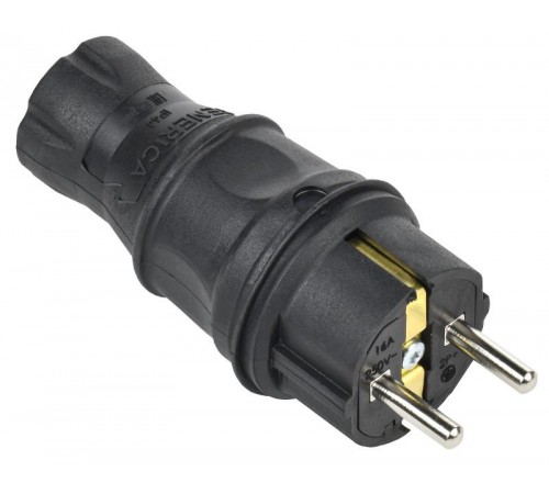 Вилка прямая 16А IP44 черная  EVK20-016-01-44-K02-G  GENERICA