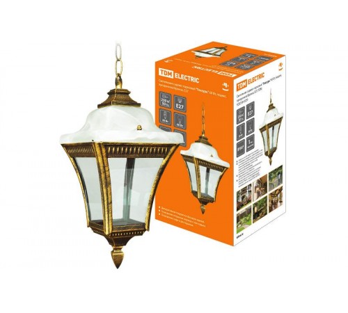 Светильник садово-парковый НСУ Глазурь 60Вт ЛН/КЛЛ/LED Е27 IP54 подвес, прозрачное/бронза  SQ0330-0329  TDM