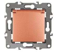 Розетка 12-2103-14 с заземлением со шторками с крышкой, 16АХ-250В,  медь  Б0019329  ЭРА