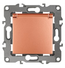 Розетка 12-2103-14 с заземлением со шторками с крышкой, 16АХ-250В,  медь  Б0019329  ЭРА