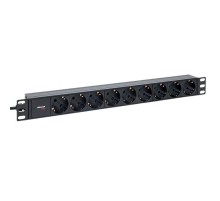Блок розеток PDU TERACOM PRO 19" 1U 10А/250В 9 розеток Schuko шнур 2 м 3x1,5 мм2 вилка C14  TRP-HPD-10A-9SH-2MC14  EKF