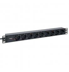 Блок розеток PDU TERACOM PRO 19" 1U 10А/250В 9 розеток Schuko шнур 2 м 3x1,5 мм2 вилка C14  TRP-HPD-10A-9SH-2MC14  EKF