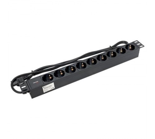 Блок розеток PDU TERACOM PRO 19" 1U 10А/250В 9 розеток Schuko шнур 2 м 3x1,5 мм2 вилка C14  TRP-HPD-10A-9SH-2MC14  EKF