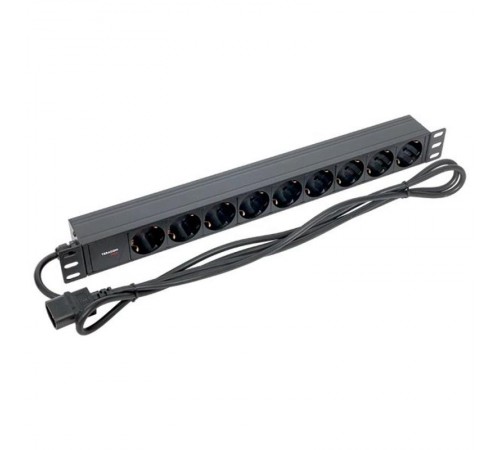Блок розеток PDU TERACOM PRO 19" 1U 10А/250В 9 розеток Schuko шнур 2 м 3x1,5 мм2 вилка C14  TRP-HPD-10A-9SH-2MC14  EKF