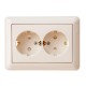 W59 Слоновая кость Розетка 2-ая с заземлением с защитными шторками (в сборе)  RS16-255-28  SE