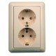 W59 Слоновая кость Розетка 2-ая с заземлением с защитными шторками (в сборе)  RS16-255-28  SE