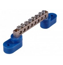 Шина _PE_ 63.10.2 Шина "РЕ" на 10 присоединений  63А 2 крепежных отверстия  Шина _PE_ 63.10.2  HEGEL