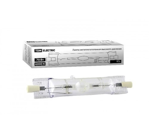 Лампа металлогалогенная МГЛ  70Вт RX7s 6000К  SQ0325-0012  TDM