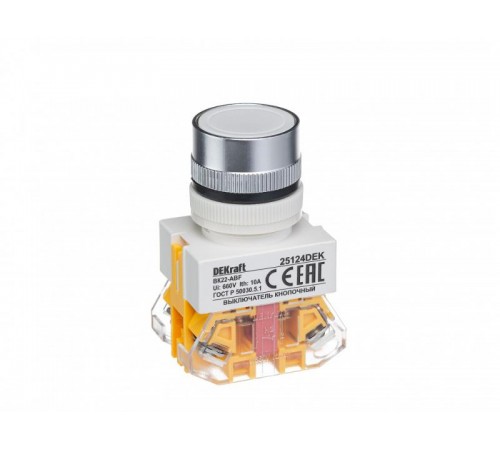 Выкл. кноп. с фикс. ABF 22 мм бел. 220В ВK-22   25124DEK  DEKraft