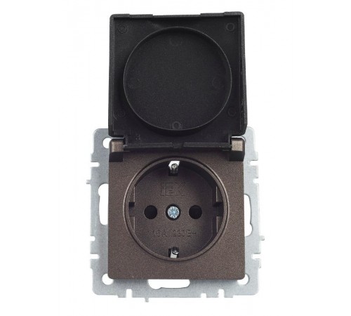 BRITE Розетка с заземлением со шторками с кр. 16А IP44 РСбш10-3-44-БрТБ темная бронза  BR-R16-16-44-K45  IEK