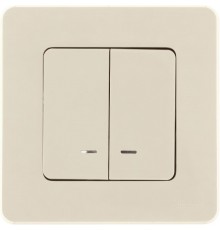 Inspiria Слоновая кость Выключатель 2-клавишный с подсветкой С/У без рамки  673631  Legrand