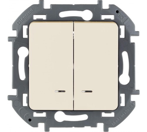 Inspiria Слоновая кость Выключатель 2-клавишный с подсветкой С/У без рамки  673631  Legrand