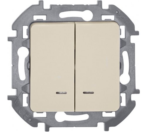 Inspiria Слоновая кость Выключатель 2-клавишный с подсветкой С/У без рамки  673631  Legrand