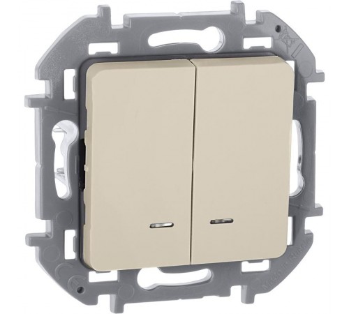 Inspiria Слоновая кость Выключатель 2-клавишный с подсветкой С/У без рамки  673631  Legrand