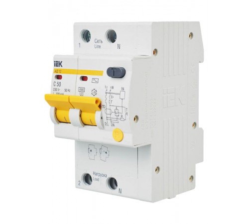 Выключатель автоматический дифференциального тока АД12 2п 50А C 100мА тип AC (3 мод)  MAD10-2-050-C-100  IEK