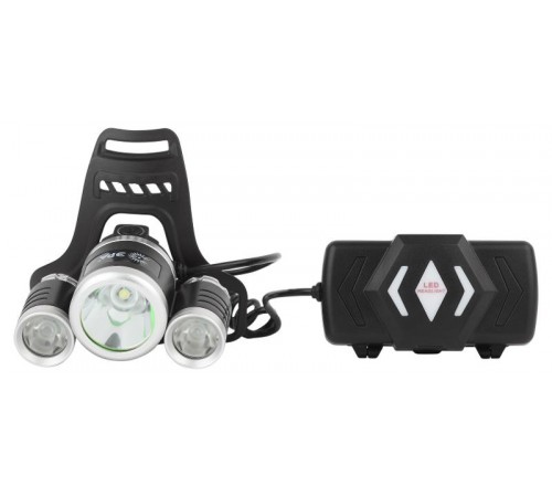 Фонарь налобный светодиодный GA-809 аккумуляторный алюминиевый 3 режима трехламповый High Power Headlamp  Б0056111  ЭРА