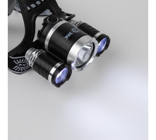 Фонарь налобный светодиодный GA-809 аккумуляторный алюминиевый 3 режима трехламповый High Power Headlamp  Б0056111  ЭРА