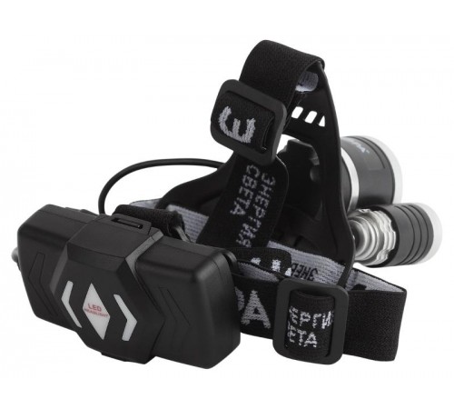 Фонарь налобный светодиодный GA-809 аккумуляторный алюминиевый 3 режима трехламповый High Power Headlamp  Б0056111  ЭРА