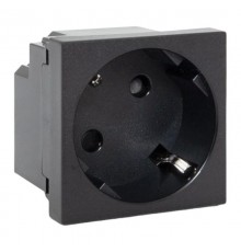 Розетка 45х45 с зазем. 45 градусов, быстрозажимные клеммы, черная, матоваяE2MR16-028-30-45-SL EKF