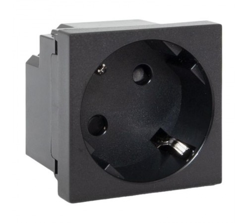 Розетка 45х45 с зазем. 45 градусов, быстрозажимные клеммы, черная, матоваяE2MR16-028-30-45-SL EKF
