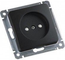 Розетка скрытой установки, одноместная, со шторкой, механизм, цвет черный  РС16-402-08  HEGEL