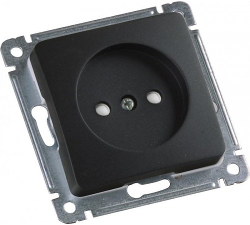 Розетка скрытой установки, одноместная, со шторкой, механизм, цвет черный  РС16-402-08  HEGEL