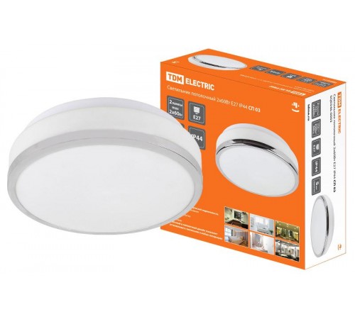 Светильник люминесцентный ЛПО СП 03 2х60Вт ЛН/КЛЛ Е27 IP44  SQ0346-0003  TDM