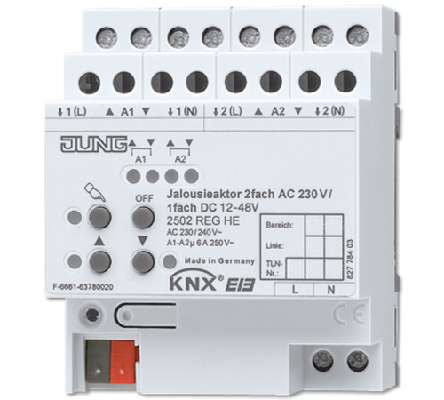 Актуатор штор, 2-канала AC 230 V, 1-канал DC 12-48 V  2502REGHE  Jung