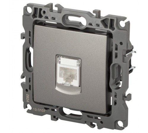 Розетка ЭРА Серия 12 12-3107-16 информационная RJ45, титан   Б0065716  ЭРА