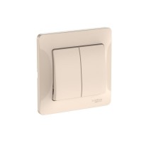 Glossa Бежевый Выключатель 2-клавишный, сх.5, 10АХ, (в сборе с рамкой), быстрозажимные клеммы  GSL000252S  SE
