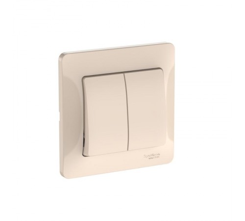 Glossa Бежевый Выключатель 2-клавишный, сх.5, 10АХ, (в сборе с рамкой), быстрозажимные клеммы  GSL000252S  SE