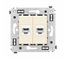 Телефонная розетка RJ-12 без шторки в стену двойная, "Avanti", "Ванильная дымка"  4405614  DKC