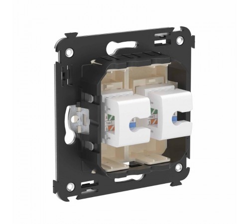 Телефонная розетка RJ-12 без шторки в стену двойная, "Avanti", "Ванильная дымка"  4405614  DKC