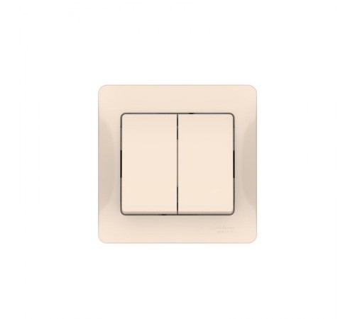 Glossa Бежевый Выключатель 2-клавишный, сх.5, 10АХ, (в сборе с рамкой), быстрозажимные клеммы  GSL000252S  SE