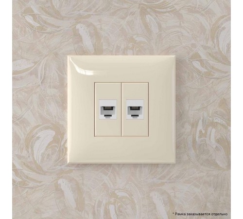 Телефонная розетка RJ-12 без шторки в стену двойная, "Avanti", "Ванильная дымка"  4405614  DKC